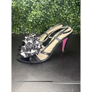 Coach Farrah black high-heel sandals Size 9.5 B Made In Italy